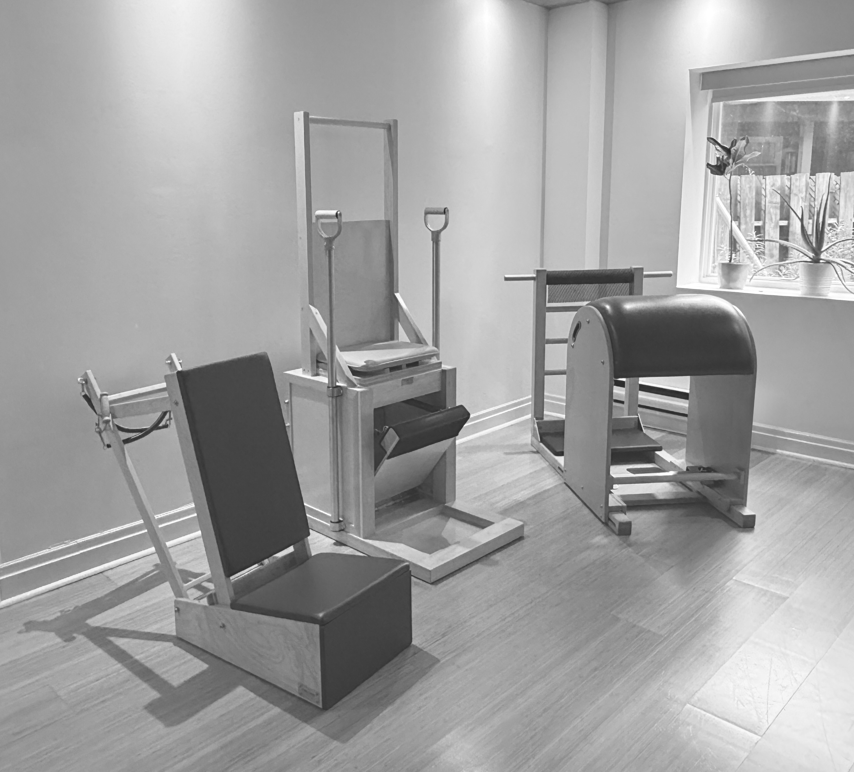 Studio equipment detail — authentic Joseph Pilates apparatus